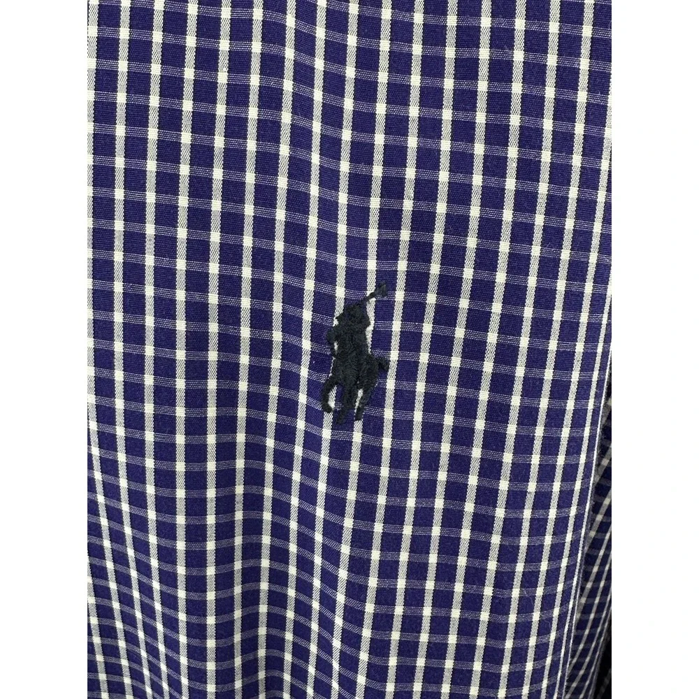 VINTAGE Ralph Lauren Button Up Shirt 16.5 34/35 Yarmouth‎ Purple Check